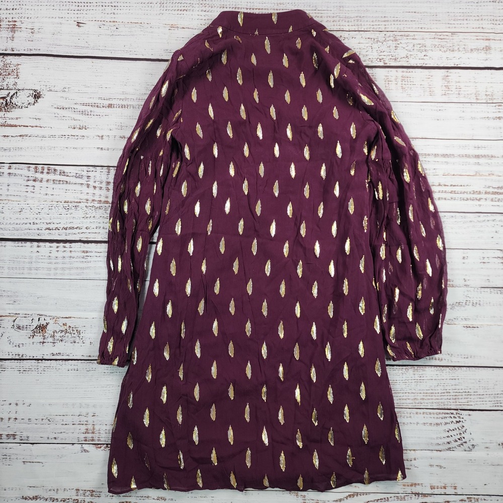 Lilly Pulitzer Shea Silk Dress 4 Cabernet Berry Metallic Gold Diamond Clip Shift - Picture 2 of 8